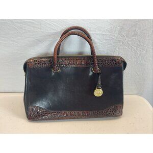 Brahmin Crandall Tuscan Leather Satchel Black Brown Croc‎
